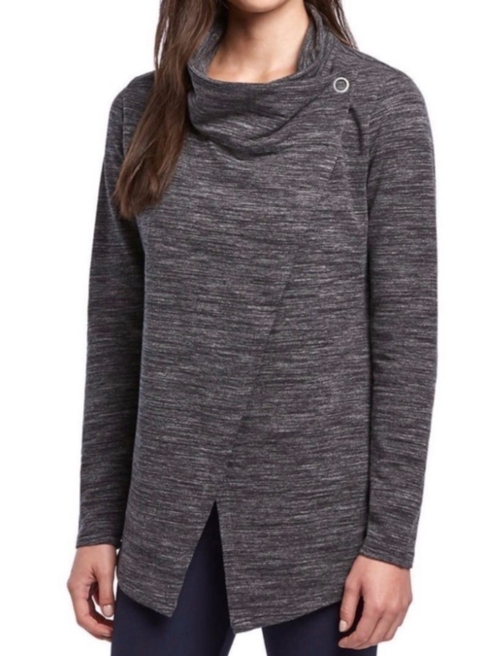 DASKIN - Women's French Terry Bliss Wrap Long Sleeve Asymmetrical Top (size M)